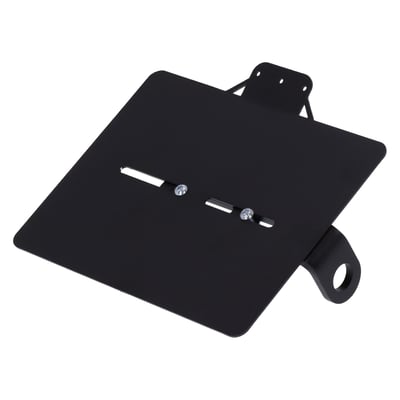 Black. For United Kingdom license plates measuring 178mm x 227mm. Not designed for use with a taillight. License plate illumination must be ordered separately as 943294. Made from 1.5mm thick steel, with a black wrinkle powder coated finish. For left and right side use. The horizontal elongated mounting holes allow further horizontal adjustments for a snug fit on the bike. The L-shaped mount bracket is 35mm wide and made of 6mm thick steel. 
Note: Not designed for installation of a taillight. 
Note: License plate illumination light is not included and can be ordered separately as 943294.