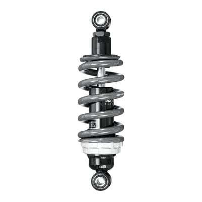 Heavy duty spring rate. For riders weighing over 180lbs (81.6kg). This MiniMoto monoshock is designed to improve handling and stability on Honda Grom models. It utilizes a high pressure nitrogen charged twin tube damper with deflective disc technology. Simple installation and easy preload adjustment via a threaded preload jam nut and supplied spanner wrench. Performance enhanced adjustable eyelet with up to 0.5" (25.4mm) of length adjustment. 
- Standard length 
- High pressure nitrogen charged damper 
- Improved handling and stability 
- Threaded preload adjustment 
- Straight Rate Spring 
- Spanner wrench included