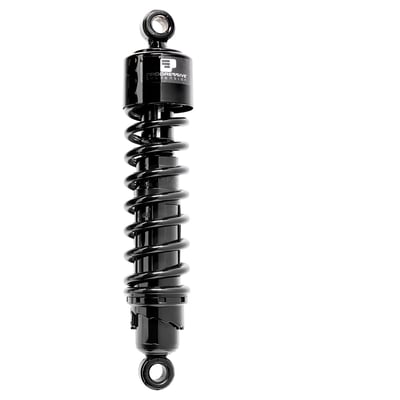 - Standard duty (standard spring strength) 
- For riders up to 250lbs (113kg)
- 13.5" (34.3cm) long (standard length) 
- 12.25" (31.1cm) target ride length 
- High pressure nitrogen charged damper 
- Improved handling and stability 
- 5-position cam style preload adjuster 
- Progressive Rate Spring 
- Available in Standard and Heavy Duty 
- Spanner wrench included 
- This comes with approval 
The 412 Series shocks are the best value shock on the market today. The simple, durable design means they will be an improvement to your motorcycle's suspension performance for as long as you are riding it. The double wall steel body construction with nitrogen charged, multi-staged velocity sensitive valving gives you smooth, consistent damping. A five-position cam style preload adjuster lets you dial in your ride. With progressive wound springs in Standard or Heavy Duty spring rates for most applications, there is sure to be a 412 that's right for you and your bike. The 412 Series shocks are available in a Standard spring rate for riders weighing up to 250lbs (113kg) and a Heavy Duty spring rate for riders weighing over 250lbs. (113kg).Note: Check your local MCS dealer or the MCS sales department for exact type of approval and validity on bike model and years on the test report.