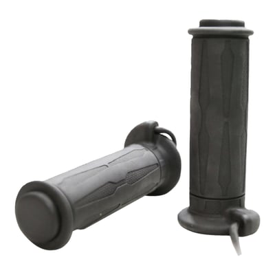 130mm grip length. 
Inside grip diameters: One side 7/8" (22mm) and other side 1" (25.4mm). 
12V. Black. With 5-step heat level controller. Grip end caps are removable, so compatible with handlebar end weights or in-bar turn signals.