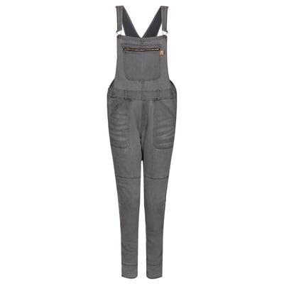 The Motogirl bib-and-brace overalls, dungarees or "dungri's are stretchy, protective and ideal for wearing on the motorcycle or as casual trousers. The dungri is made of cotton/elastane and class A EN-17092-4:2020 certified (with AA rate abrasion) and has CE level knee protection ( EN1621-1:2012) included. It comes with belt loops, side zip closure, large front bib zip pocket, adjustable braces, stretch back panel for comfort abd front and back pockets. The inner layer is DuPont™ KEVLAR® Aramid / PE Fiber which passes AA for abrasion.  Relax fit dungarees, if you want it to fit like a legging do go one size smaller.