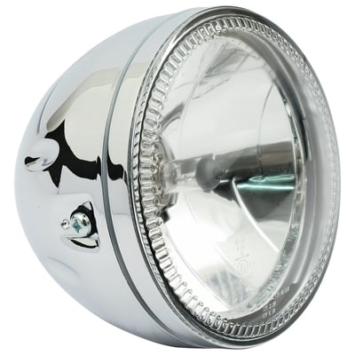 - Chrome
- Side mount
- 12V, 55/60W H4 bulb
- LED ring position light
- ECE approved clear lens
- Diamond cut reflector
- Metal housing