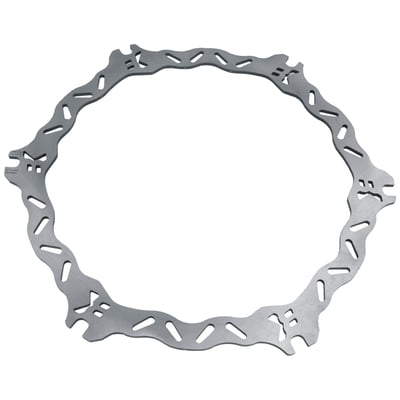 Stainless steel. The wave design does not only make the rotor optical appealing. Wave rotors offer a better friction coefficient, more initial braking power, improved lever feel and are better resistant to heat build-up.