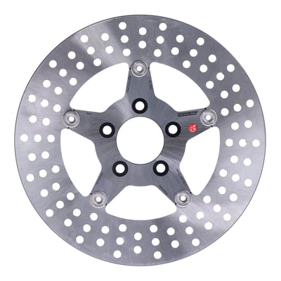 5 spoke floating brake rotor with approval.
Dimensions 300mm OD; 56mm ID; 3/8" counterbored mounting holes. 
Mount style 'A'. 
OEM replacement reference 41810-08B. 
Note: Check your local MCS dealer or the MCS sales department for exact type of approval and validity on bike model and years on the test report.