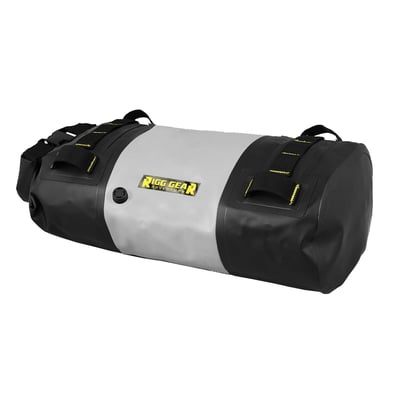 '- 100% waterproof roll bag
- All seams are electronically heat welded
- Made from waterproof and durable PVC Tarpaulin
- Watertight roll closure with quick release buckles
- UV Coated outer material cleans easily and prevents slipping or marking
- Securely mounts using patented RIGG STRAPS® system
- RIGG STRAP® can also be used as a separate tie down system
- Purge valve makes compression easy
- Easily mounts to motorcycle, PWC, and snowmobile
- Main compartment measures: 15" (38cm) long x 8" (20.3cm) wide x 6" (15.2cm) high
- Holds approx. 10 Liter