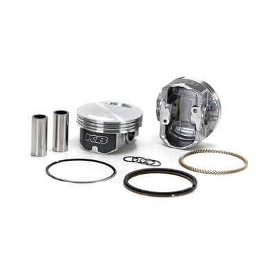 For 96" to 103" (3 3/4"  to 3 7/8") big bore conversions. Used with stock heads and cylinders. By boring the stock cylinders from 3-3/4" to 3-7/8" big bore size engine capacity will increase from 96" to 103". Comes with T6 heat treated 390 Hypereutectic cast pistons with 16% silicone levels which enables running a very tight clearance for longevity and hardly any piston noise. 
10.0:1 CR with 85cc head. Head type: Flat top.
+1.9cc / Compression height 1.076".
Bore 3.875" / Stroke 4.375".
Rod length 7.667". 
Note: Top compression ring will need additional clearance. See instructions.