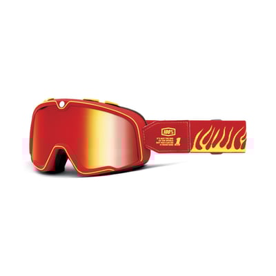 The 100% Barstow goggle fuses vintage moto design with modern styling and technology resulting in a timeless look with next level performance. The minimal frame design works in union with distinct lens shape to increase visibility and with a triple-layer face foam provides excellent moisture management. Featuring anti-fog polycarbonate lens with integrated pins for seamless tear off application and upper vents force air in and channel out moisture to reduce fogging. The strap trim elevates performance and adds rich detail.