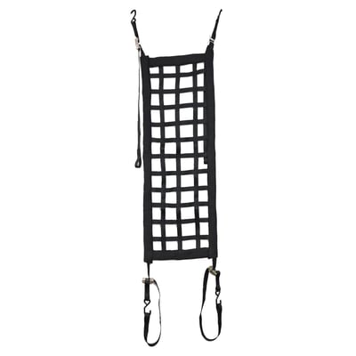 Made from polyester. Used to prevent cargo shifting or sliding, as on the bed of pick-up trucks or similar applications. Comes with regular S-hooks for a secure attachment. The net tension can be adjusted with cam buckle equipped straps. Approx. net dimensions without straps: 47" (120cm) wide x 16" (42cm) high.