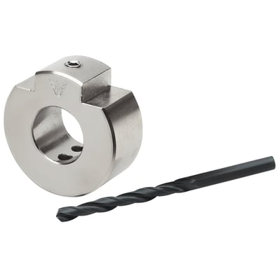 Kit includes a drilling and cutting template, a clamping screw and a 6.5mm HSS drill. 
