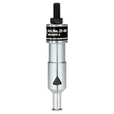 Inner ball bearing puller used to pull bearings on the inside diameter or pull outer bearing races only. 
Used with 951034 slide-hammer device and 951036 counterstay support puller. 
- Inside diameter ball bearing in mm: 6-10 
- Effective depth in mm: 14 
- Internal extractor length in mm: 73 
- Number of segments: 2 
- Weight: 0.120kg 
- Pulls ISO bearings: 626; 607; 627; 608; 619/8; 628/8; 609; 618/9; 629; 6000; 6200; 6300; 6800; 6900; 61800; 61900; 62200; 62300. 
Note: The 951064 slide hammer and 951036 counterstay are not included. These must be purchased separately.