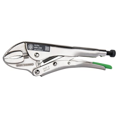 Grip pliers, also know as 'vice grip' or 'mole grip' pliers, are the perfect tool for specific applications. 
- Overall length: 250mm 
- Design: Standard 
- Span of the parallel screw clamp: 50mm 
- Weight: 0.570kg