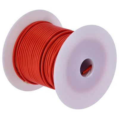 On 100 foot (30.48 meters) spool. 14 gauge (2.08mm² or 1.63mm diameter) electrical wire. With Vinyl insulation, will resist abrasion, grease, oil and battery acid. Heat resistant up to 80°C.