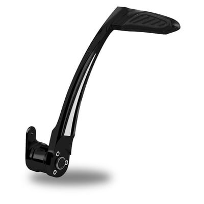Black anodized with a Contrast Cut machined finish.
CNC machined billet aluminum construction.
Includes a machined aluminum brake pad with rubber inlay.
Designed to compliment de design styles in the Performance Machine product range.