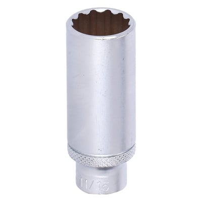 - 3/8" drive 
- Extra long 
- Length: 63mm 
- Socket head: 12-point 
- Material: Chrome vanadium with satin finish