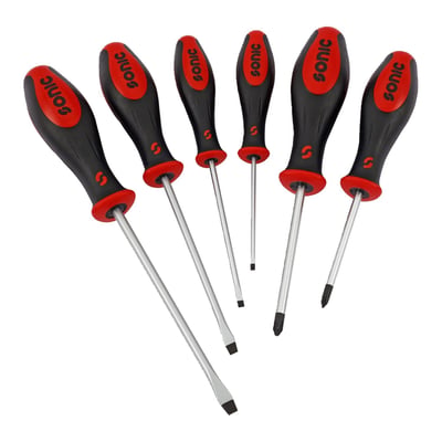 6-piece PH and Slotted screwdriver set. 
Includes: 
- Philips: PH1, PH2 
- Slotted: 3, 4, 5.5, 6.5mm