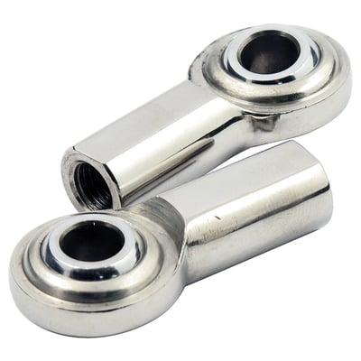 Polished stainless steel shift linkage end / ball joint / heim joint. 
5/16-24 threaded with a 5/16" (8mm) mount hole. 
The finishing touch to a stylish shifter rod set-up. 
OEM replacement reference 33871-85B. 
