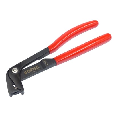 Used to remove adhesive wheel weights without damage to the steel or delicate surface of aluminum rims/wheels. 
The beaks will grip the balance weight only, not under it, so the tool can be used without ever touching the wheel. 
- Height: 16.8mm 
- Width:  73.5mm 
- Length: 235mm 
- Weight: 492 grams