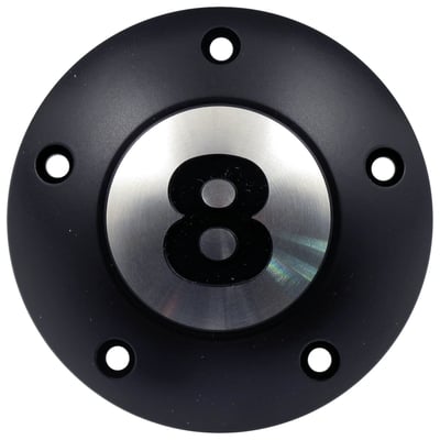 Black anodized aluminum with a clear contrast cut machined finish. 
A mind-blowing point cover with a strong retro influence. Great to style match with other Hells Kitchen Choppers parts or on their own to emphasize the truly amazing custom heritage connected to the greatest freedom machine.