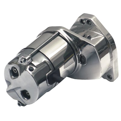 Coarse gear. Spyke 1.4 KW starters offer 200% more torque, for 65-88 Big Twin models, than stock starters with a standard battery. This is due to the special gear reduction system that is used. High KW starters have the drawback that they will require special batteries to actually provide the power they are capable of. The short overall length, clean looks and the several finishes make this starter optical very attractive. Automotive industry internals are used, they are of tried, tested and proven quality. The special gear reduction design also allows this starter to turn over most Big-Inch high-compression engines without the need of a special (big) battery.