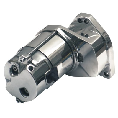 Fine gear. Spyke 1.4 KW starters offer 200% more torque, for 65-88 Big Twin models, than stock starters with a standard battery. This is due to the special gear reduction system that is used.  High KW starters have the drawback that they will require special batteries to actually provide the power they are capable of. The short overall length, clean looks and the several finishes make this starter optical very attractive. Automotive industry internals are used, they are of tried, tested and proven quality. The special gear reduction design also allows this starter to turn over most Big-Inch high-compression engines without the need of a special (big) battery.