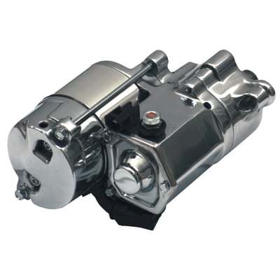 This Spyke 1.4 KW starter offers 46% more torque than stock starters, with a standard battery, due to the special gear reduction system. High KW starters have the drawback that they will require special batteries to actually provide the power they are capable of. The short overall length, clean looks and the several finishes make this starter optical very attractive. Automotive industry internals are used, they are of tried, tested and proven quality. The Spyke Starter has a much better clutch gear than the OEM starters, which are sometimes seen as failure prone. The special gear reduction design allows this starter to turn over most Big-Inch high-compression engines without the need of a special (big) battery.