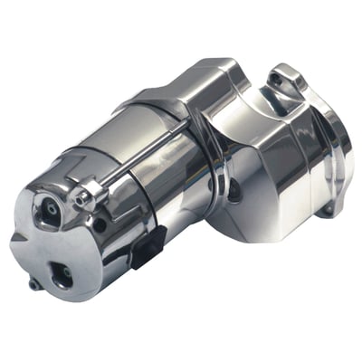 Spyke 1.4 KW starters offer 200% more torque, for 65-88 Big Twin models, than stock starters with a standard battery. This is due to the special gear reduction system that is used. High KW starters have the drawback that they will require special batteries to actually provide the power they are capable of. The short overall length, clean looks and the several finishes make this starter optical very attractive. Automotive industry internals are used, they are of tried, tested and proven quality. The special gear reduction design also allows this starter to turn over most Big-Inch high-compression engines without the need of a special (big) battery.