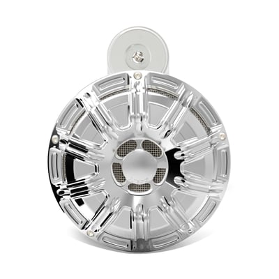 Chrome plated finish. CNC machined billet 6061-T6 aluminum with 110 dB, which is louder than stock. Diameter 150mm.
Note: Arlen Ness horns can be style matched to other Arlen Ness components like air cleaners, foot pegs, grips, gas caps, head lamps etc.