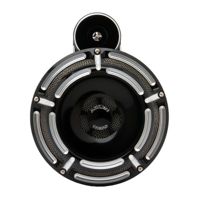 Black anodized Contrast Machined finish. Chrome plated finish. CNC machined from forged billet 6061-T6 aluminum. With 110 dB output, which is louder than stock. Diameter 150mm.
Note: Arlen Ness horns can be style matched to other Arlen Ness components like air cleaners, foot pegs, grips, gas caps, head lamps, etc.