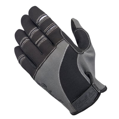 Biltwell Moto Gloves are designed for riding and working on motorcycles—no carbon fiber, no fringe and no compromises. Rugged single- and double-needle polyester stitching throughout and smart screen thumb and finger tips. Synthetic leather palms provide traction while ventilated backs breathe to keep hands cool and dry.