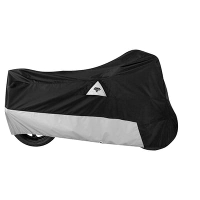 100% waterproof rain cover with all seams electronically heat sealed. Made from top quality UV-treated Tri-Max® polyester in a Medium weight version. Perma-Venting® system helps prevent condensation build-up. Silver heat-resistant lower panels. Soft windshield liner helps protect against scratching and hazing. Elastic bottom with one-inch grommets at center and front wheel for snug bottom fit. Packed in carry-all.
Approx. dimensions: 99” (251cm) long x 54” (137cm) high x 36” (91cm) wide