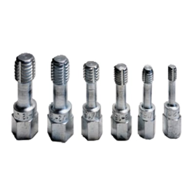 Includes 1/4-20, 5/16-18, 3/8-16, 7/16-14, 1/2-13 and 9/16-12. Zinc plated, made from 1027 steel and imported by JIMS as a inexpensive way to functionally clean threads. 
Note: Not suitable for cutting new threads.