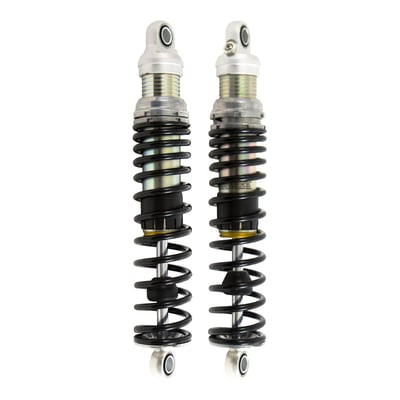 - Black springs 
- Clear body 
- S: Single tube body 
- Piston diameter 36mm 
- E: Emulsion type shock absorber 
- Length: 338 mm 
- Stroke: 103 mm 
- Rate N/mm: progressive 16-26 N/mm 
- Position: rear 
- Mounted spring: 00480-02 
- Packaging unit: pair 
- ABE approved. 
The STX36 is a shock that's been around the block and it paid it's dues when it comes to performance and durability. Especially for the cruiser market when taking riding a step up, the STX36 is an excellent investment when suspension characteristics are important to you.