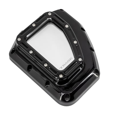 The Trask Performance Assault cam cover is ready to make a statement and it does it in precision CNC machined 6061 aluminum. The pre-installed Lexan translucent window will give a view of the inner workings of your motor, leak free. 
- Manufactured from machined 6061 aluminum 
- Special O-ring design prevents leaks and cracks
