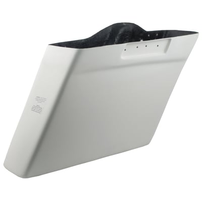 No exhaust cut-out.
Extended stretched saddlebag, used as a direct replacement for Touring hard bags.
Saddlebag is fiberglass gel coated bottom ends only, it will take stock H-D lids and hardware.