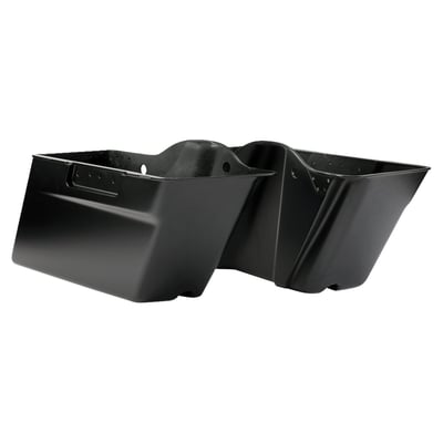 Cycle Visions gel coated fiberglass Touring style hardbags come with an indentation to clear the shocks. Works with or without docking hardware for detachable sissy bars. 

Note: Stock or stock compatible lids must be purchased separately and are not available from Motorcycle Storehouse or Cycle Vision. 
