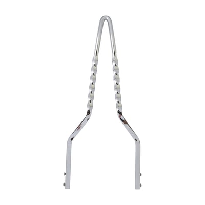 Chrome. 18" tall. Side plate width  8.25" to 8.75" wide. Made from 9/16" square steel bar. Can be used with stock or aftermarket side plates. 
Note: Sideplates not included. 
Note: Will not fit 'Plug-N-Play®' side plates.