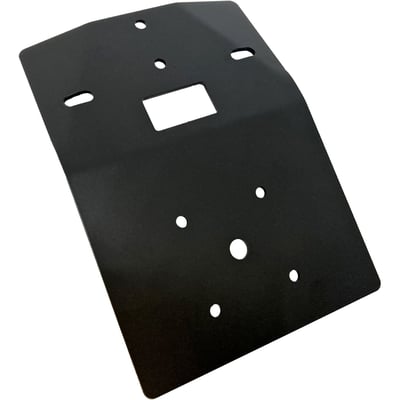 Black powder coated steel construction. Designed to mount under the fender.  Danish Motorcycle Parts designed a very clean solution for your mandatory license plate, with a much better quality than the OEM license plate bracket. Will take any size EU license plate in style.