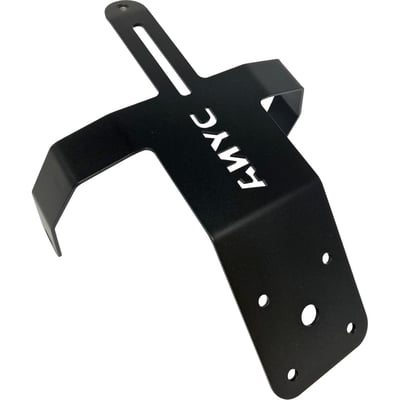 Black powder coated steel construction. Designed to mount under the fender.  Danish Motorcycle Parts designed a very clean solution for your mandatory license plate, with a much better quality than the OEM license plate bracket. Will take any size EU license plate in style.