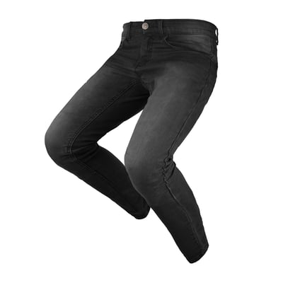Enjoy every day with your motorcycle thanks the Route II jeans of By City. With them you will be completely protected thanks to the single layer abrasion resistant cotton denim fabric with blend yarn technology and its removable protections. In addition to having the By City style. Features removable knee protections (adjustable to two heights) "Flexishock" certified EN1621-1: 2012 CE Level 1. The jeans are an approved product for motorcycle CE EN17092-4: 2020 Level A. Features five outer pockets and YKK zip fastening. Enjoy your ride!