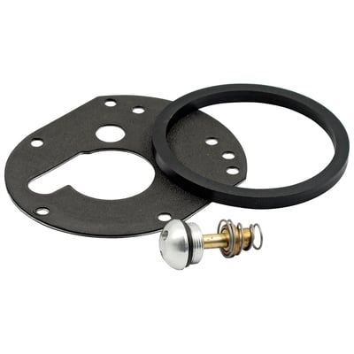 Replacement thermostat for 970733 offset oil filter adapter. 
Supplied as a complete service kit, with gaskets, used to to install thermostatic actuator in Jagg's 970733 offset oil filter adapter. 
Kit components are designed to keep the oil by-pass hole open until the oil surrounding the thermostatic actuator reaches 185ºF (85°C). The thermostatic actuator begins movement at 185ºF (85°C) and by 195ºF (90.6°C) closes the by-pass hole completely, sending 100% of the oil to the oil cooler.