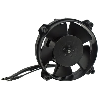 4" (10.2cm) diameter. 
Pull through system. 
Direct replacement for Jagg fan assisted oil cooler kits. 
Also perfect for many custom applications. 
Note: For optional Jagg miniature fan switch see 970705 for 180 °F (82.2 °C) switch or 970763 for 190 °F (87.8 °C) switch. 