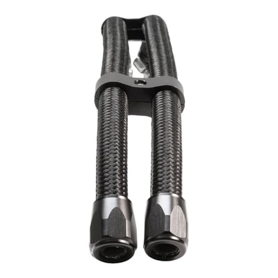 Includes 3ft. of black fiber braided oil hose, that can be trimmed for length. Hardware includes oil hose separators and two aluminum hose finishers with integrated worm-drive gear clamps. No matter if you want a complete oil line kit for a new cooler or need to upgrade the old shabby lines. This is a complete kit to get the job done right and make it look great. Two flies with one swat!