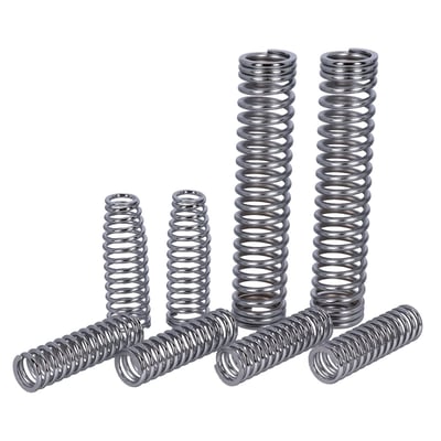 Clear shot peened finish. Spring set complete.
Includes replacements for the OEM 46053-88 (rebound top - 2), 46054-88 (compression inner - 4), 46055-88 (compression outer - 2) springs.
Used to replace the OEM springs of OEM & reproduction FXSTS & FLSTS Springer forks.