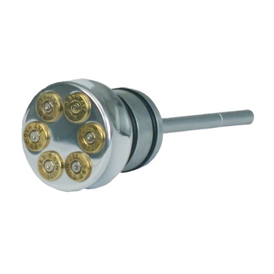 CNC machined billet aluminum. 
With genuine 357 Magnum brass. 