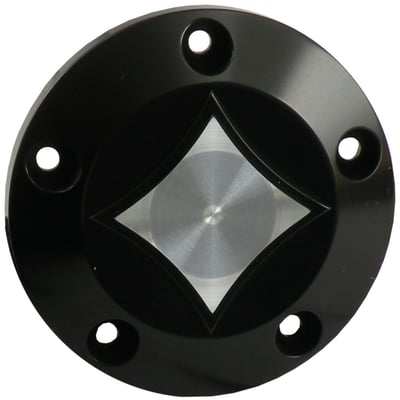 Black powder coated CNC machined aluminum with a contrast cut machined finish. Inspired on the classic card game that has been around some 600 years, insuring this point cover will not go out of style any time soon!