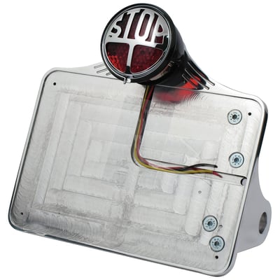 Polished, with stop taillight, 143mm x 210mm EU, side mount, 1" axle