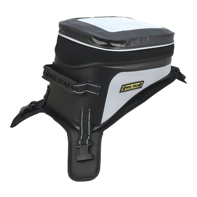 - Waterproof tank bag 
- Made from heavy duty UV-treated PVC Tarpaulin material 
- All seams are electronically heat welded 
- Fits most enduro, dual sport and adventure motorcycles 
- Quick release straps for easy attachment and refueling 
- Protective base material prevents slipping or marking 
- Adjustable divider to help organize your gear 
- Waterproof flap helps keep dust & dirt away from waterproof zippers 
- Clear touch screen friendly map panel 
- Rubberized carry handle for easy transport 
- Main compartment measures: 14" (36cm) long x 7.5" (19cm) wide x 9.5" 24cm) high 
- Holds approx. 8 liters