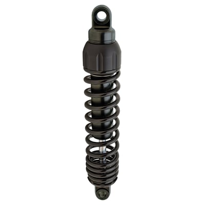 444 series shocks: 
Comes with FST (Frequency Sensing Technology) which dynamically adjusts damping, according to road surface. Top mount threaded hand adjustable preload. 

What are Progressive Suspension's 'Heavy Duty' shocks? 
If you are a lightweight rider with a lightweight passenger, STD Duty is probably your best choice, heavy duty shocks will give you a harsh ride. For Big Guys & Gals with a lot of baggage, Heavy Duty springs are the way to go. Heavy Duty is not better, it's different.
Heavy Duty shocks or springs are recommended to be used on motorcycles that are operated at or near the manufacturers maximum load rating over 50% of the time. 
Super Heavy Duty shocks are for +350 lbs. loads. 
