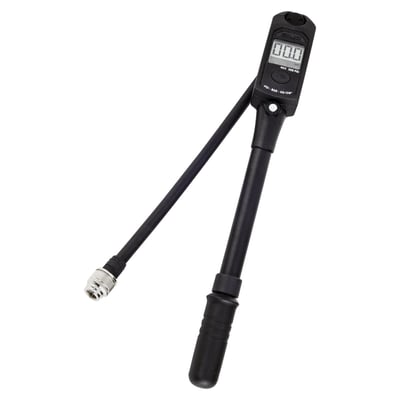 Digital; Used for air supported front forks and rear shocks; Digital +-0.5 psi (0.034 bar) precision fill & bleed; Flexible hose with no-loss connector will allow to reach air valves in tight spaces; Black anodized aluminum body