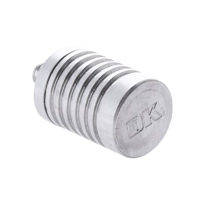 Clear machined aluminum. Can easily be polished to a mirror finish if desired. 
External head breathers on H-D models are used to vent crankcases gasses out of the engine. These gasses consist mostly of air, but also dirty oil, water etc. and are routed into the air cleaner to burn excess oil in the cylinders. The non-burned oil is ready to make a mess and will saturate your air cleaner element and leak out of the air cleaner housing. 
This billet catch can separates the air from the dirty oil and water. Clean air goes into the air cleaner, the rest goes into the catch can housing. The catch can simply be unscrewed from the lid to empty. 
- CNC machined aluminum 
- Vented cap 
- 4 stage internal filtration system 
- 1 extra replacement o-ring 
- Dimensions: 1-1/2" diameter x 2-5/8" tall 
- For 3/8" ID hose